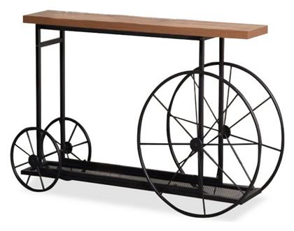 Bike Κονσόλα από Ξύλο & Μέταλλο Μαύρη / Καρυδί Μ148xΠ28xΥ85εκ. Pakketo