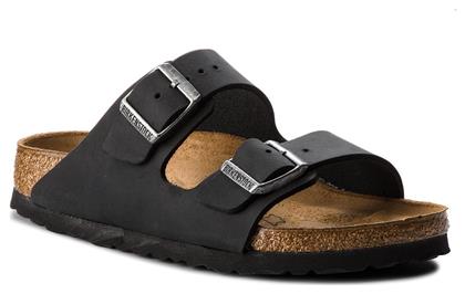 Arizona Oiled Leather Δερμάτινα Γυναικεία Σανδάλια σε Μαύρο Χρώμα Birkenstock