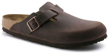 Boston Flat Δερμάτινα Mules σε Καφέ Χρώμα Birkenstock