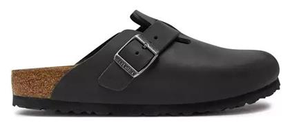 Boston Oiled Leather Γυναικεία Δερμάτινα Ανατομικά Σαμπό Μαύρα Birkenstock