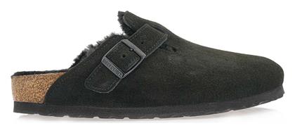 Boston Shearling Suede Δερμάτινα Σαμπό Μαύρα Birkenstock