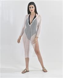 Γυναικείο Μακρύ Καφτάνι Παραλίας Λευκό Ble Resort Collection