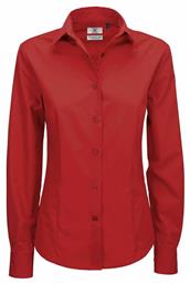 SW.P63 Μακρυμάνικο Γυναικείο Πουκάμισο Κόκκινο Μονόχρωμο B&C