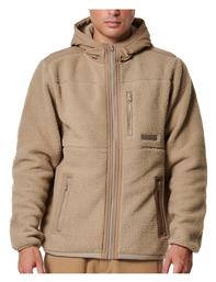 Ανδρική Ζακέτα με Φερμουάρ και Κουκούλα Fossil Beige Body Action