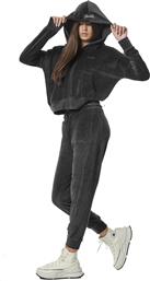 Body Action Παντελόνι Γυναικείας Φόρμας με Λάστιχο Μαύρο Βελουτέ