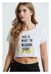 Γυναικείο Αθλητικό Crop Top Κοντομάνικο Λευκό Λευκό BodyTalk
