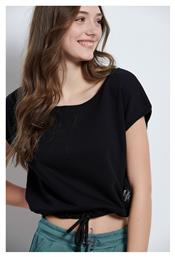 Γυναικείο Crop Top Κοντομάνικο Καλοκαιρινό Μαύρο BodyTalk