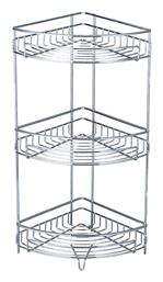 BTW9042 Γωνιακή Επιτοίχια Ραφιέρα Μπάνιου Μεταλλική με 3 Ράφια 20.8x20.8x57cm Bormann