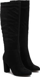 Μπότες suede με χοντρό τακούνι - Μαύρο