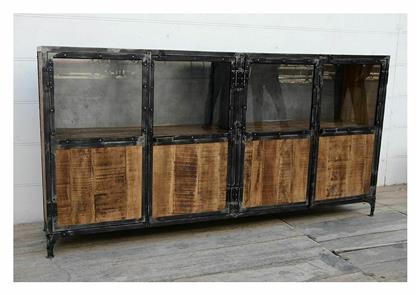 Μπουφές από Μασίφ Ξύλο & Μέταλλο Μαύρος / Natural 202x40x102cm - Iliadis