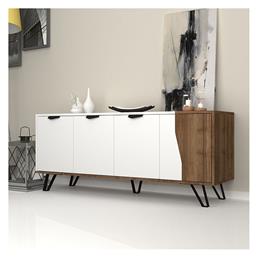 Μπουφές από Ξύλο Jasmine Λευκό / Καρυδί 160x45x87cm - Megapap