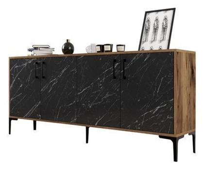 Μπουφές Ξύλινος Μαύρο Μάρμαρο 180x35x78cm - HomeMarkt