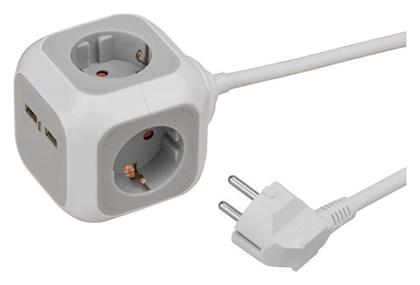 PowerCube 4 Θέσεων με 2 USB-A και Καλώδιο 1.4m Γκρι Brennenstuhl