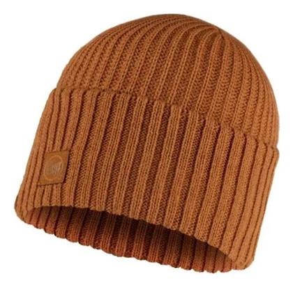 Beanie Ανδρικός Σκούφος με Rib Πλέξη σε Πορτοκαλί χρώμα Buff