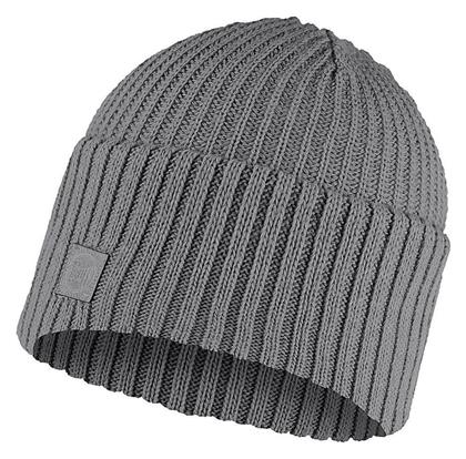 Rutger Beanie Unisex Σκούφος με Rib Πλέξη σε Γκρι χρώμα Buff