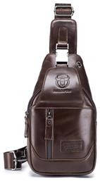 XB-095 Δερμάτινη Ανδρική Τσάντα Στήθους Dark Brown Bull Captain