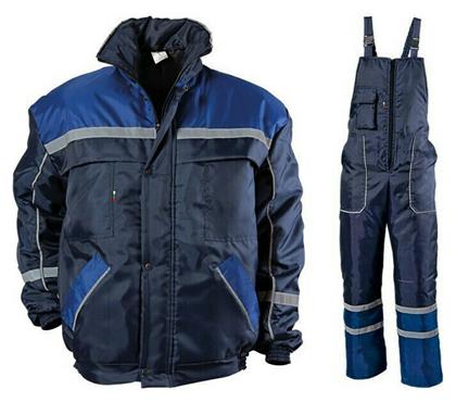Collins Winter Set Φόρμα Εργασίας με Τιράντες & Ανακλαστικές Ταινίες Βαμβακερή Μπλε Bultex99