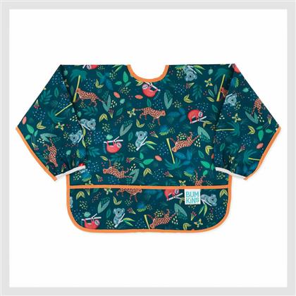 Αδιάβροχη Ποδιά Πλαστική με Κορδόνι Sleeved Bib με Τσέπη & Μανίκια Jungle για 6 m+ Bumkins