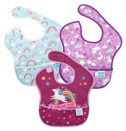 I Believe In Me, Unicorns, Rainbows Αδιάβροχη Σαλιάρα Πλαστική με Αυτοκόλλητο & Τσέπη για 24 m+ 3τμχ Bumkins