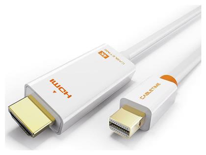 Cable mini DisplayPort male - HDMI male 4K 1.8m Λευκό Cabletime