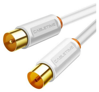 Καλώδιο Κεραίας Coax male - Coax female Λευκό 3m Cabletime