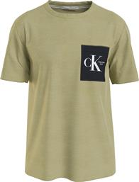 Calvin Klein Ανδρικό T-shirt Χακί με Λογότυπο