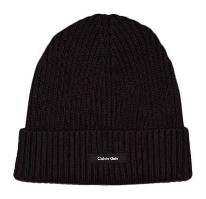 Beanie Ανδρικός Σκούφος με Rib Πλέξη σε Μαύρο χρώμα Calvin Klein