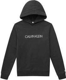 Fleece Παιδικό Φούτερ με Κουκούλα Μαύρο Institutional Logo Hoodie Calvin Klein