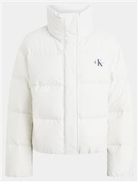 Κοντό Γυναικείο Puffer Μπουφάν για Χειμώνα Λευκό Calvin Klein