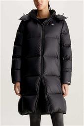 Μακρύ Γυναικείο Puffer Μπουφάν για Χειμώνα Μαύρο Calvin Klein