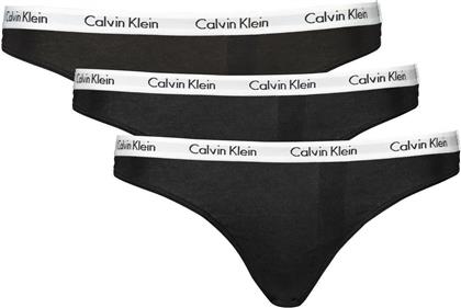 Calvin Klein Βαμβακερά Γυναικεία String 3Pack Μαύρα