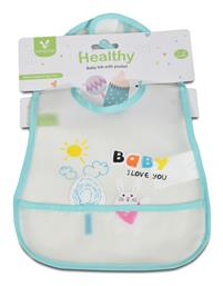 Baby Bib Healthy Αδιάβροχη Ποδιά Πλαστική με Αυτοκόλλητο & Τσέπη Cangaroo