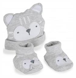 Rey Σετ Παιδικό Σκουφάκι με Καλτσάκια Υφασμάτινο Γκρι Cangaroo