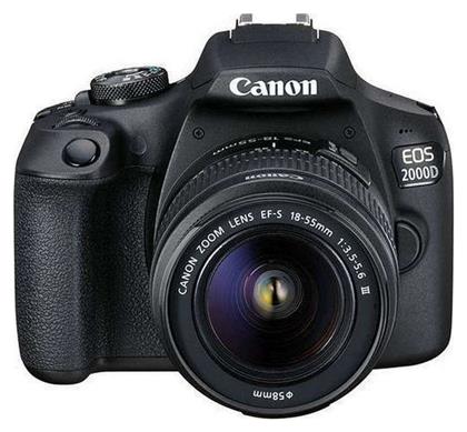 Canon DSLR Φωτογραφική Μηχανή EOS 2000D Crop Frame Kit (EF-S 18-55mm F3.5-5.6 DC III) Black