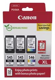 PG-545 XL x2 / CL-546 XL Γνήσιο Photo Value Pack με 3 Μελάνια Εκτυπωτή InkJet Canon