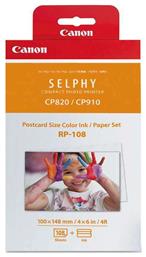 RP-108 Φωτογραφικό Χαρτί Selphy CP Tri-Colour A6 (10x15) για Εκτυπωτές Θερμικής Εξάχνωσης/Μεταφοράς 108 Φύλλα Canon
