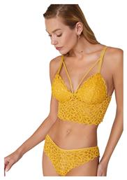 Δαντελένιο Σετ Εσωρούχων Bralette με Brazil Dusty Yellow Liona 319 Cansoy