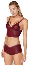 Σετ Εσωρούχων Bralette με Boxer Μπορντό 309 Cansoy