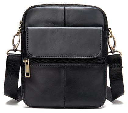 7350 Δερμάτινη Ανδρική Τσάντα Ώμου / Χιαστί σε Μαύρο χρώμα Cardinal