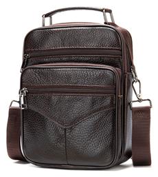 Δερμάτινη Ανδρική Τσάντα Ώμου / Χιαστί Καφέ Cardinal