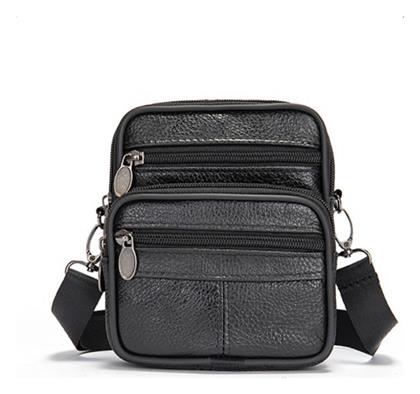 Δερμάτινη Ανδρική Τσάντα Ώμου / Χιαστί Μαύρη Cardinal