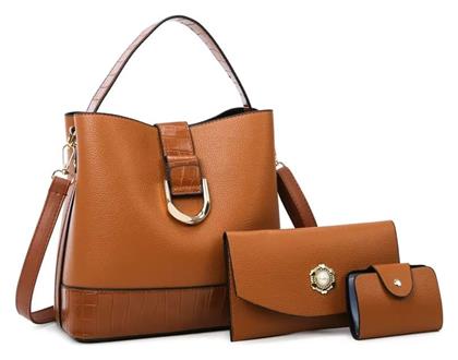 Σετ Γυναικεία Τσάντα Ώμου Καφέ Cardinal