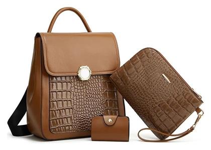 Σετ Γυναικεία Τσάντα Πλάτης Καφέ Cardinal