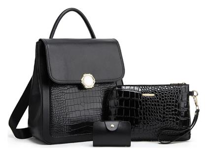 Σετ Γυναικεία Τσάντα Πλάτης Μαύρη Cardinal