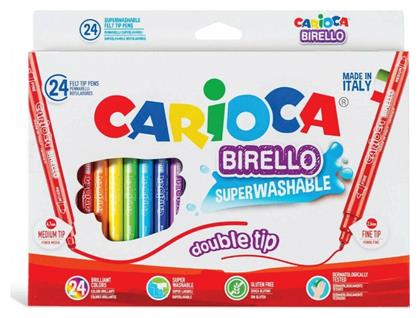 Birello Double Tip Πλενόμενοι Μαρκαδόροι Ζωγραφικής Λεπτοί με Διπλή Μύτη σε 24 Χρώματα Carioca