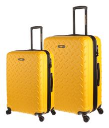 Industrial Plate Βαλίτσες Ταξιδιού Σκληρές Κίτρινο Μέγιστου Ύψους 60εκ. με 4 Ρόδες Σετ 2τμχ CAT