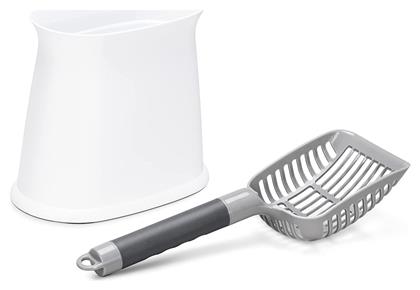 Cat Litter Scoop With Base - Σετ Φτυαράκι για Άμμο / Τουαλέτα Γάτας με Δοχείο Συλλογής Απορριμάτων - 23.3 x 19.6 x 13.7 cm - White (57971.01) - CAT