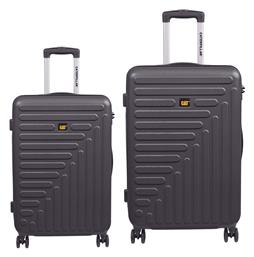 Rockford Βαλίτσες Ταξιδιού Σκληρές Μαύρες Μέγιστου Ύψους 77εκ. με 4 Ρόδες Σετ 2τμχ CAT