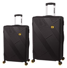 Βαλίτσες Ταξιδιού Σκληρές Μαύρες Μέγιστου Ύψους 77εκ. με 4 Ρόδες Σετ 2τμχ CAT