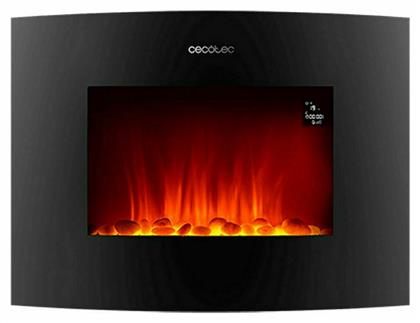 2250 Curved Flames Connected Επιτοίχιο Ηλεκτρικό Τζάκι 2000W 60x46.5cm Μαύρο Cecotec